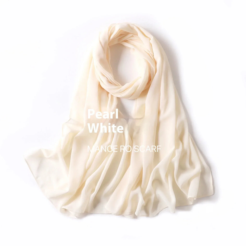 Pure Color Pearl Chiffon Scarf Headcloth Veil Chiffon Scarf - DanaFashionstore