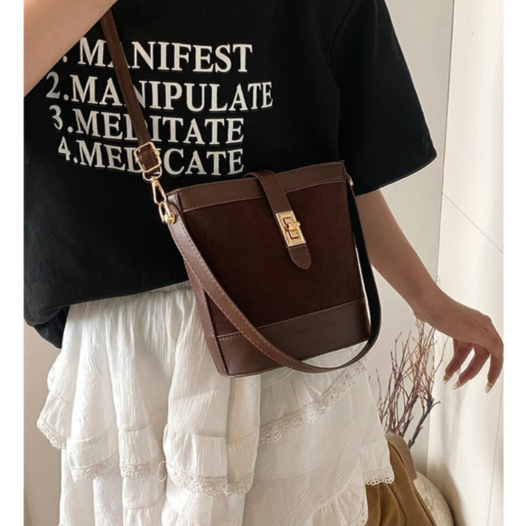 Suede Portable Bucket Bag Retro Crossbody - Dana Fashion