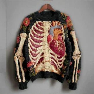 Womens 3D Digital Print Crew-Neck Loose Sweater - DanaFashionstore