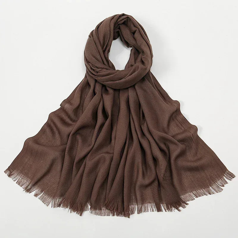 Flat Slub Cotton Solid Color Scarf Breathable Monochrome - DanaFashionstore