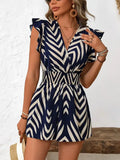 European American Printed Overalls 2026 - V-Neck Sleeveless Jumpsuit - DanaFashionstore