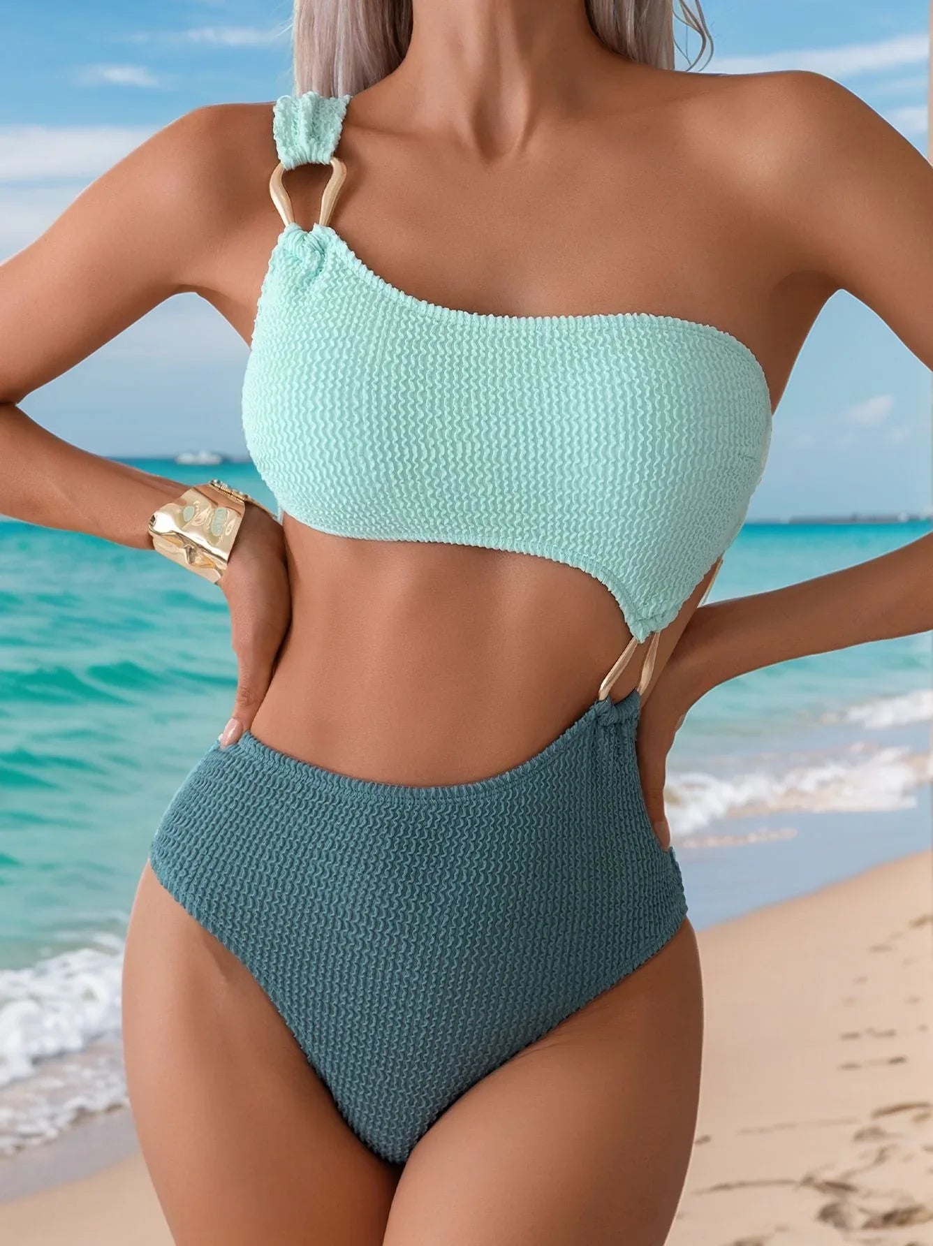 Color Contrast Patchwork Bikini Swimsuit Suit - DanaFashionstore