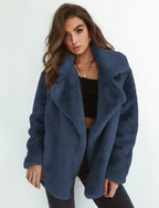 Sexy Plush Lapel Woolen Coat Women - DanaFashionstore