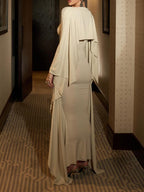Ruched Dramatic Flutter Sleeves Maxi Dress