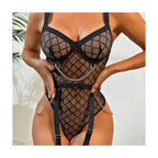 One-piece Lingerie One Piece Dropshipping Metal Chain Grid Passion Sexy Tight Underwear - DanaFashionstore