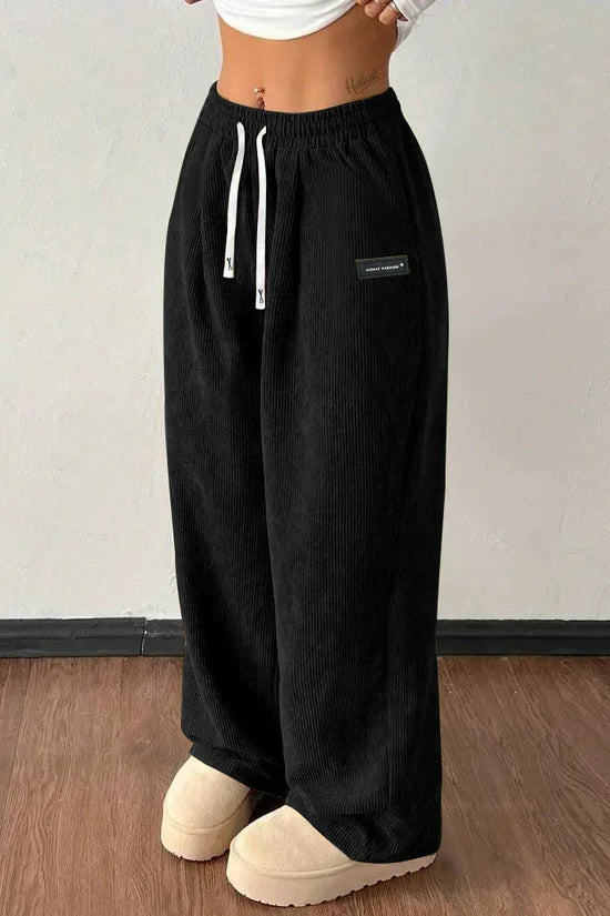 Loose Drawstring Solid Color Pocket Casual Versatile Pants Women's Pants - DanaFashionstore