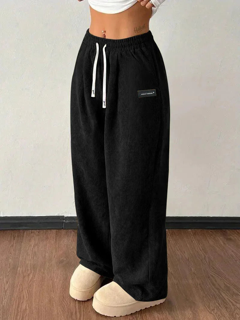 Loose Drawstring Solid Color Pocket Casual Versatile Pants Women's Pants - DanaFashionstore