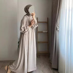 Muslim Women's Solid Color Pullover Dress - Elegant Fashion Loose Fit Modest Dress - DanaFashionstore