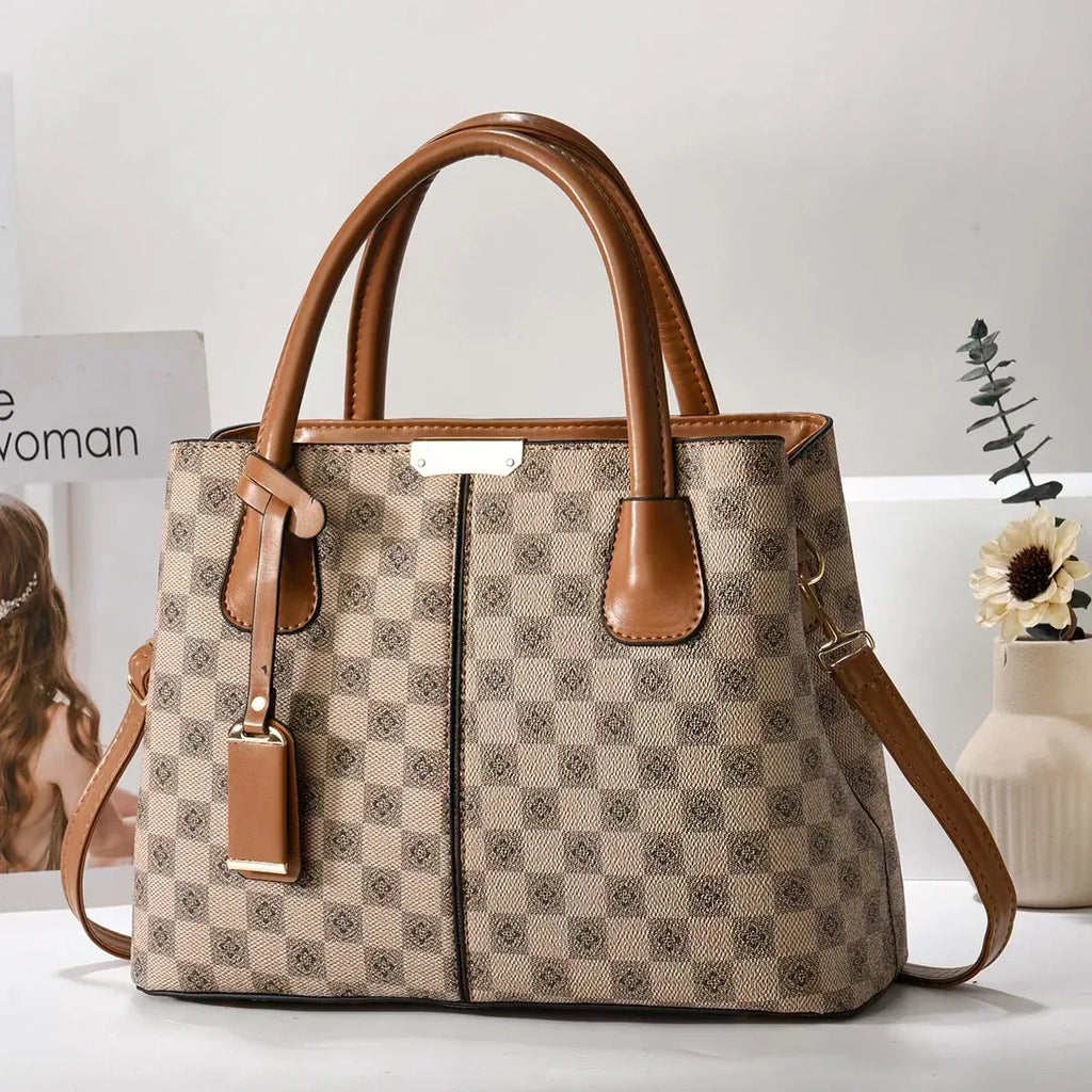 New Printed Tote Portable Shoulder Crossbody Women's Bag Middle-aged Lady Mother High Sense - DanaFashionstore