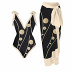 Siamese Conservative Covering Belly Thin Swimsuit French Retro One-piece Bikini - DanaFashionstore