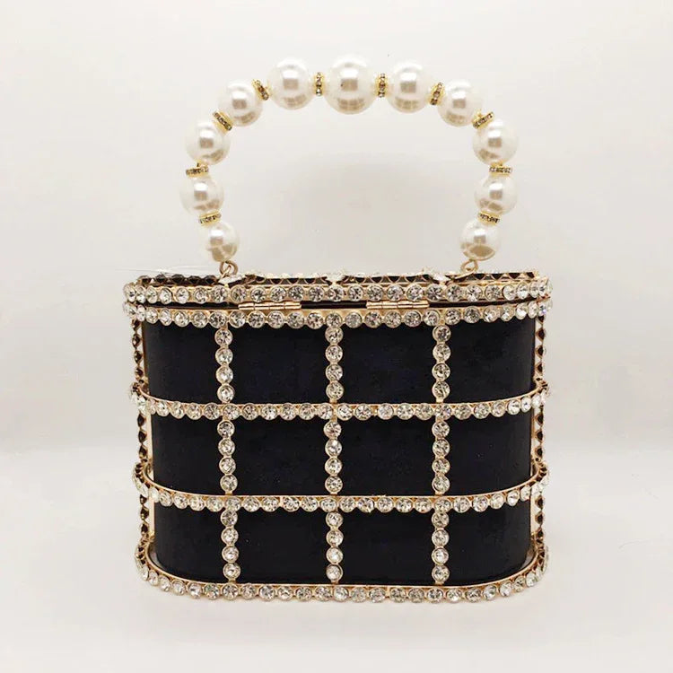 Hollow Pearl Buckle Birdcage Clutch - DanaFashionstore
