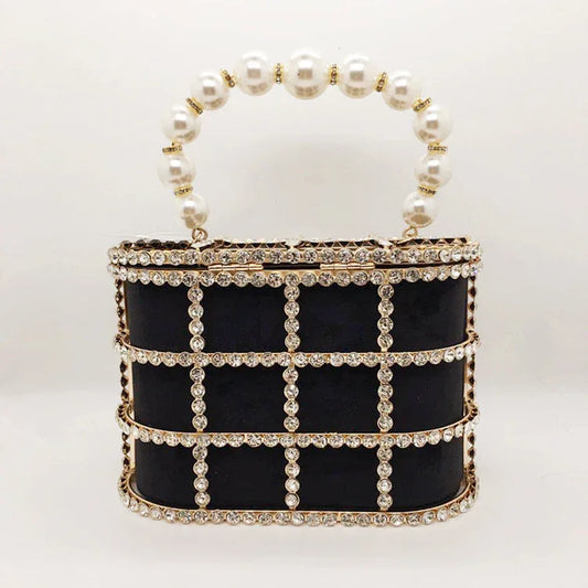 Hollow Pearl Buckle Birdcage Clutch - DanaFashionstore