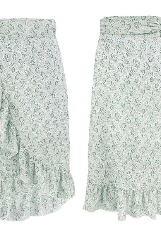 Woman Skirts High Waist Fashion Long Black Knotted Tied Wrap Floral Ruffle Chiffon A-Line Split Skirt Spring Summer Clothes