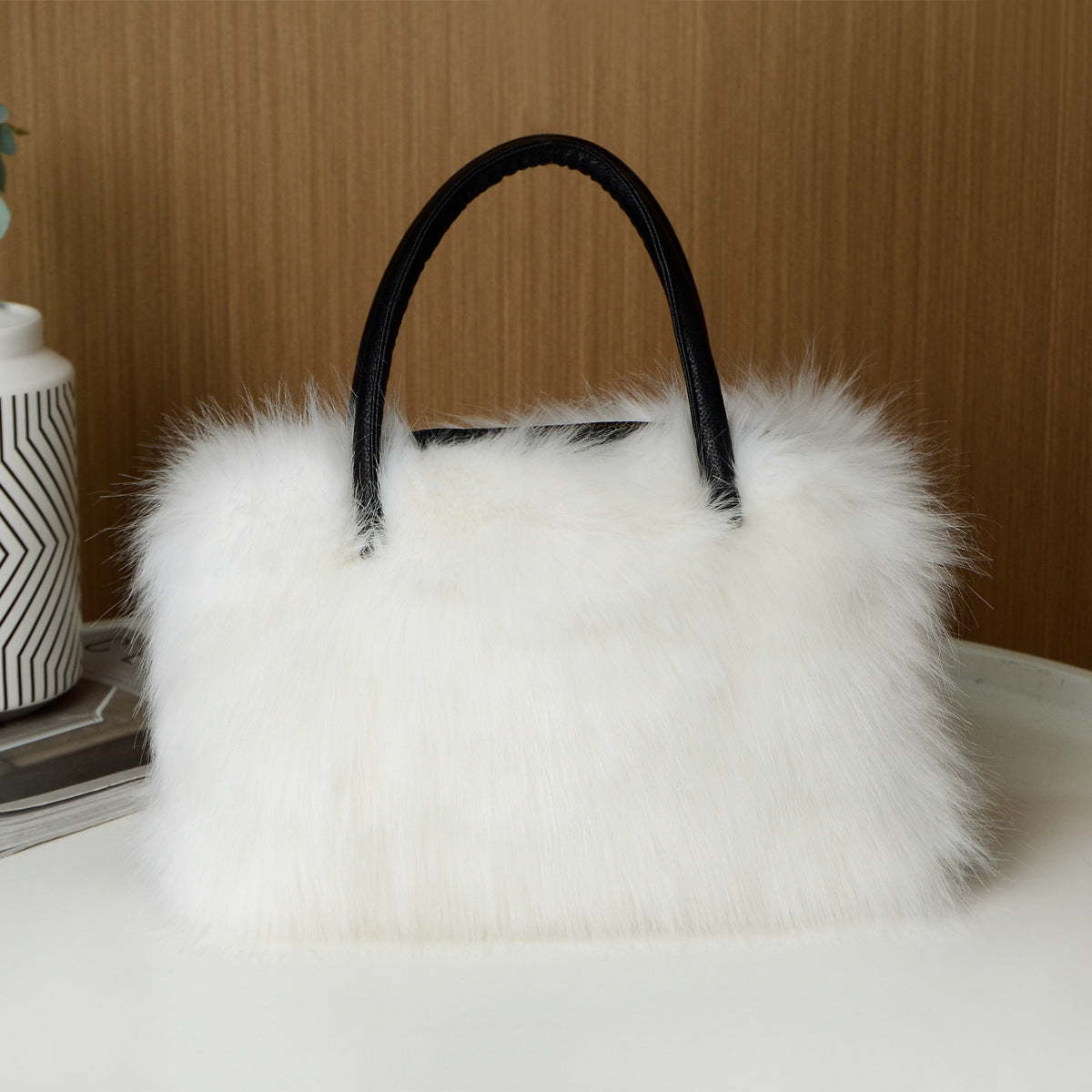 High-end Hand-carrying Square Plush Bag Fur Raccoon Fur Handbag Large Capacity - Dana Fashion