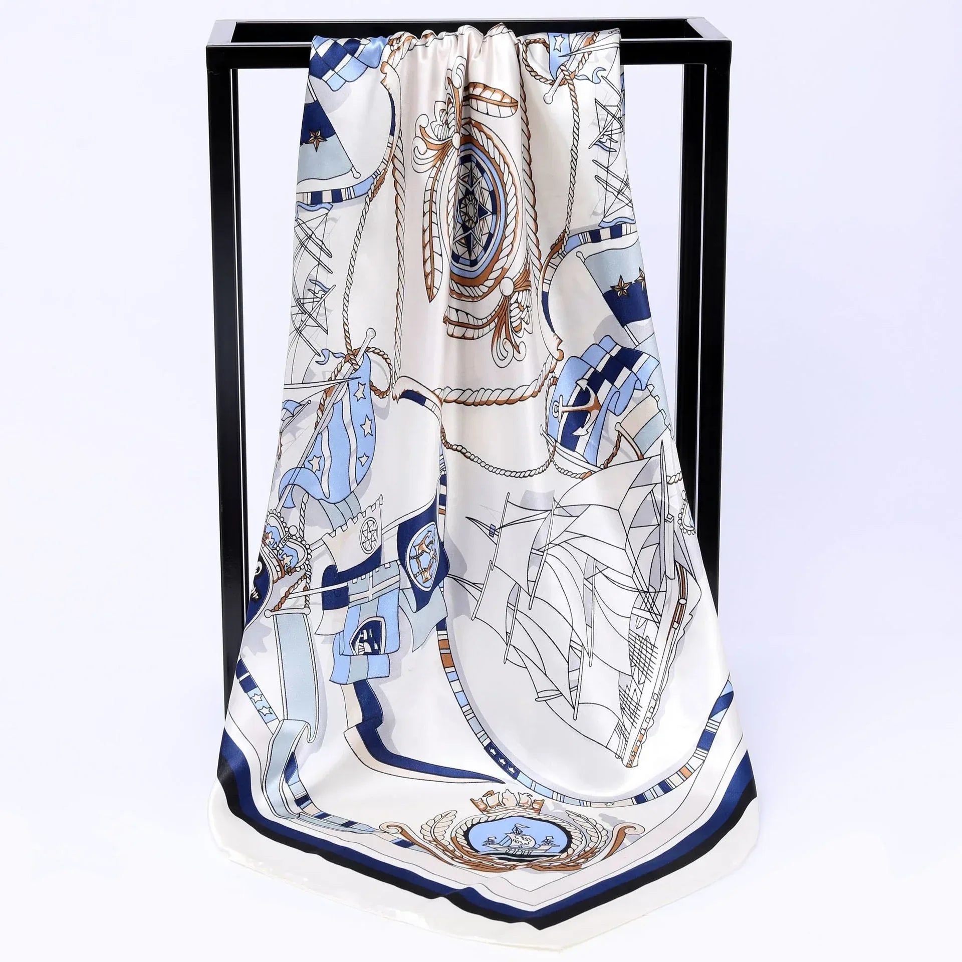 Sailing Print Emulation Silk Scarf Fashion Shawl - DanaFashionstore