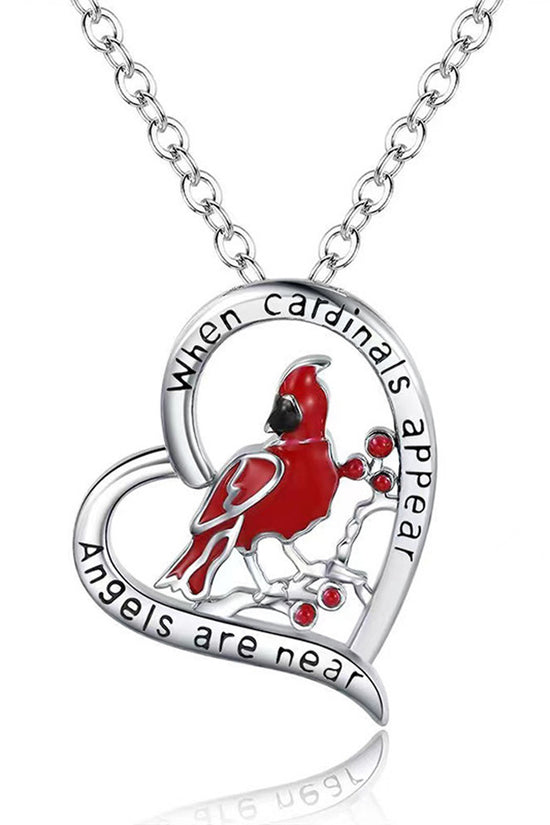 Creative Heart Shaped Cardinal Pendant Necklace, Exquisite Party Commemorative Accessory Gift Jewelry Anniversary Party Gifts, Valentine's Day Gift