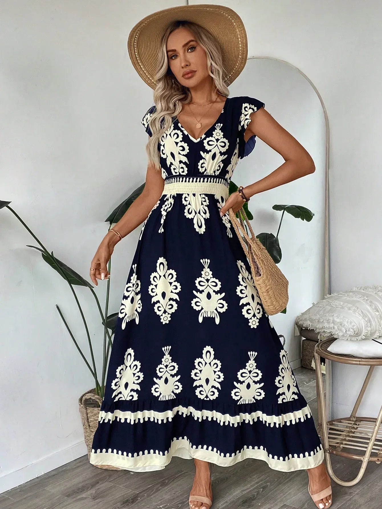 Cap Sleeve Ruffle Hem A-Line Dress 2026 - Casual Spaghetti Strap Dress - DanaFashionstore