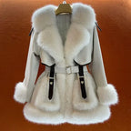 Elegant Big Fur Collar Fur Fur Coat For Women - DanaFashionstore