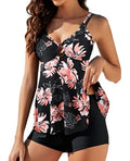 Women's Two-piece Swimsuit Plus Size Printed Suspender Skirt Boxer Bikini - DanaFashionstore