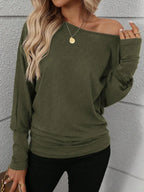 Women Solid Color Long Sleeve Minimalist Casual Top - DanaFashionstore