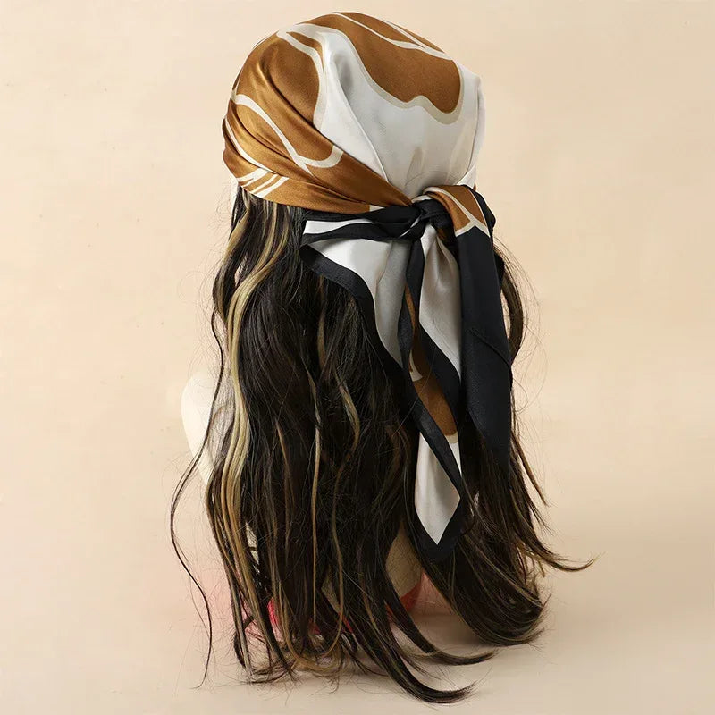 Artificial Silk Striped High-grade Korean Style Stylish Beach Arm Bag Silk Scarf - DanaFashionstore