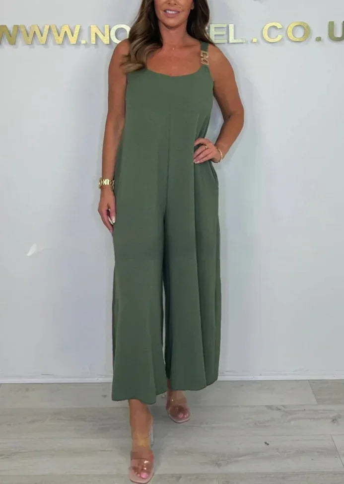 Solid Color Sling Wide Leg Jumpsuit 2026 - Casual Summer Jumpsuit - DanaFashionstore