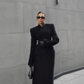 Temperament Shoulder-padded Waist-cinching Long Wool Coat For Women - DanaFashionstore