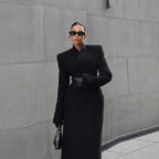 Temperament Shoulder-padded Waist-cinching Long Wool Coat For Women - DanaFashionstore