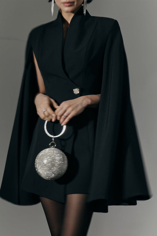 Elegant Cloak Slim Solid Color Single Buckle Dress