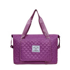 Foldable Travel Duffle Bag With Rhombus Sewing Design Large Capacity Fitness Handbag Portable Versatile Shoulder Bags Expandable Organizer - DanaFashionstore