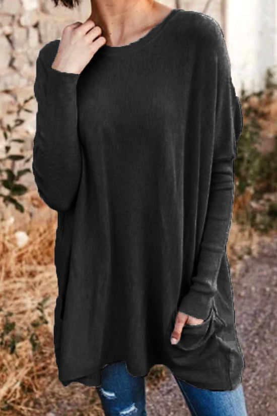 Women's Casual Pocket Loose Long Sleeve Top