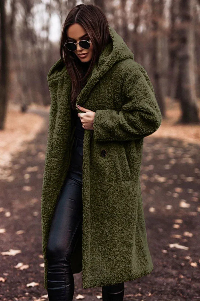 Autumn Winter Fashion Elegant Long Coat Woman Plush Warm Faux Fleece Coat Women Teddy Jacket Female Teddy Coat Outwear Ladies - DanaFashionstore