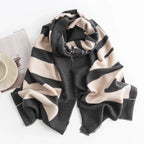 Herringbone Pattern Monochrome Artificial Cashmere Scarf Women's Simple Casual Style Tassel Warm Shawl - DanaFashionstore