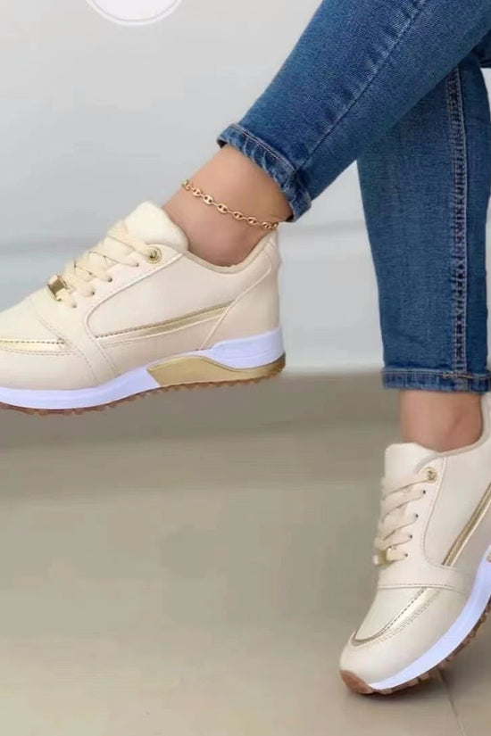 Casual Lace-up Flat Shoes Women Shallow Round Toe Sports Walking Sneakers