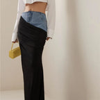 Fashion Black Panel Denim Skirt - DanaFashionstore