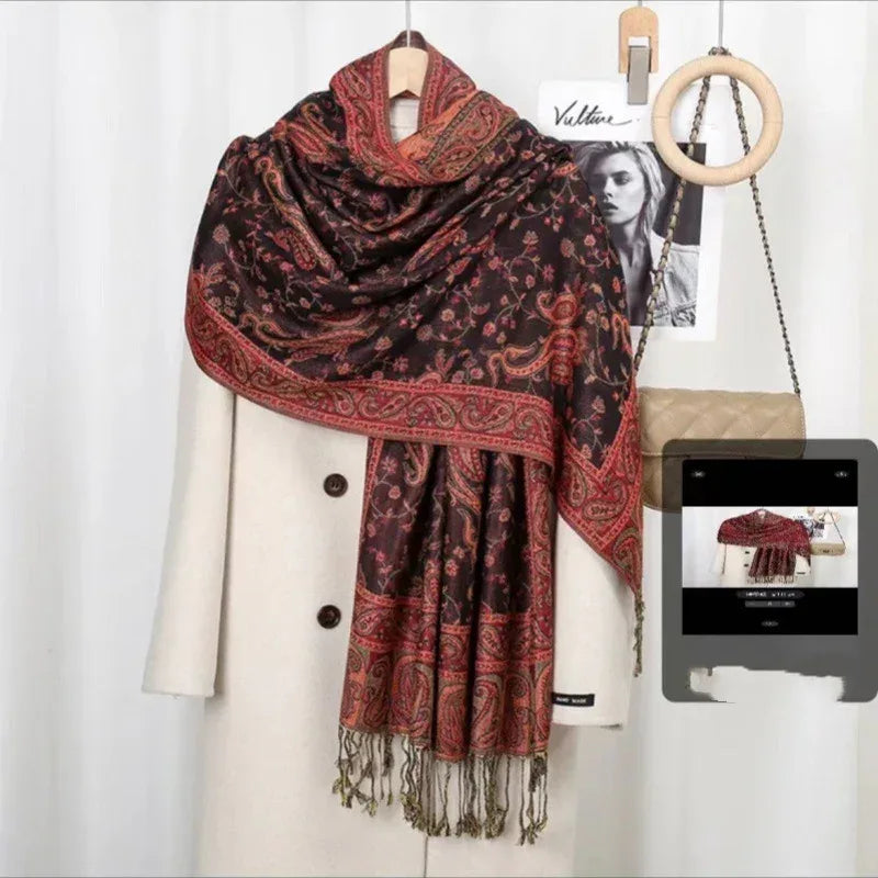 Bohemian Vintage Tassel Cashew Embroidery Ethnic Style Talma - DanaFashionstore