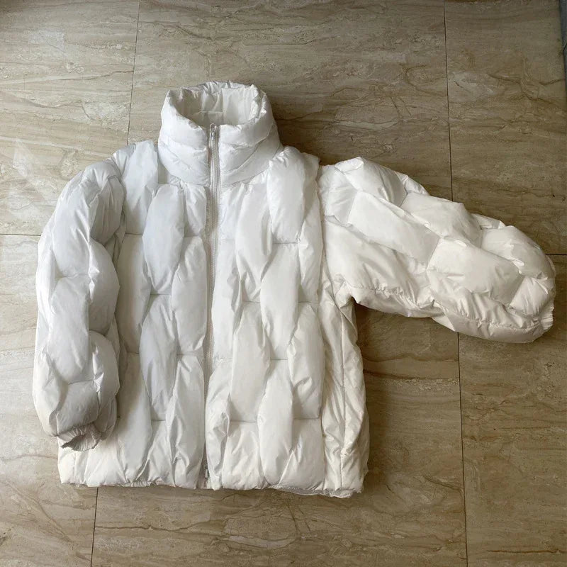 Plus Size Woven Twisted Down Cotton-Padded Jacket 2026 - Winter Coat - DanaFashionstore