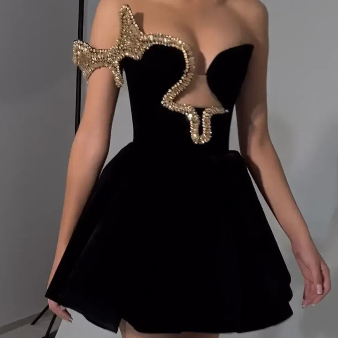 Strapless Sequined V-neck Tight Dress Women - DanaFashionstore