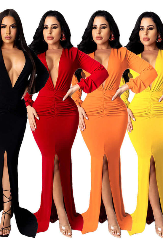Women's Large V-neck Slim-fit Nightclub Evening Dress $36.56 Dana Fashion Color: Black Size: L Women's clothing Product information: Color: yellow, orange, red, black Waist type: high waist Size: S,M,L,XL,XXL Sleeve type: regular sleeve Main fabric compos