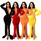 Women's Large V-neck Slim-fit Nightclub Evening Dress - DanaFashionstore