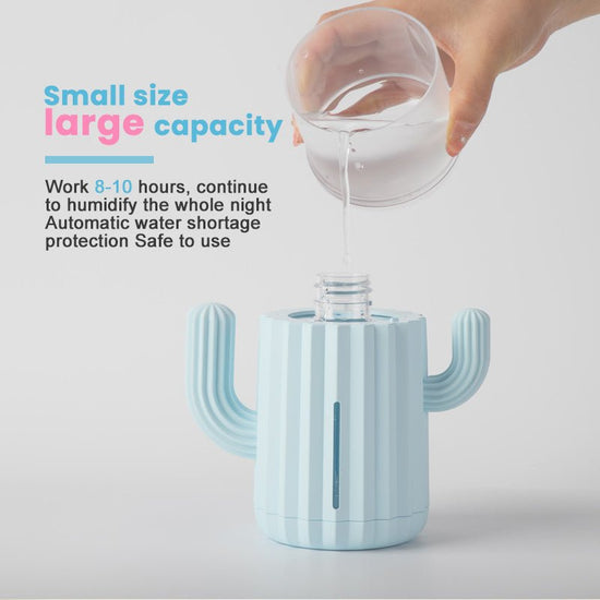 Cactus Wireless Humidifier Rechargeable $35.99 Dana Fashion Color: Blue style: Charging Beauty Tools Material: ABS + PP + PET + Electronic Components Product size: 79 * 140 * 147mm Product Packing: 80 * 141 * 148mm Water tank capacity: 340 ml Spray quanti