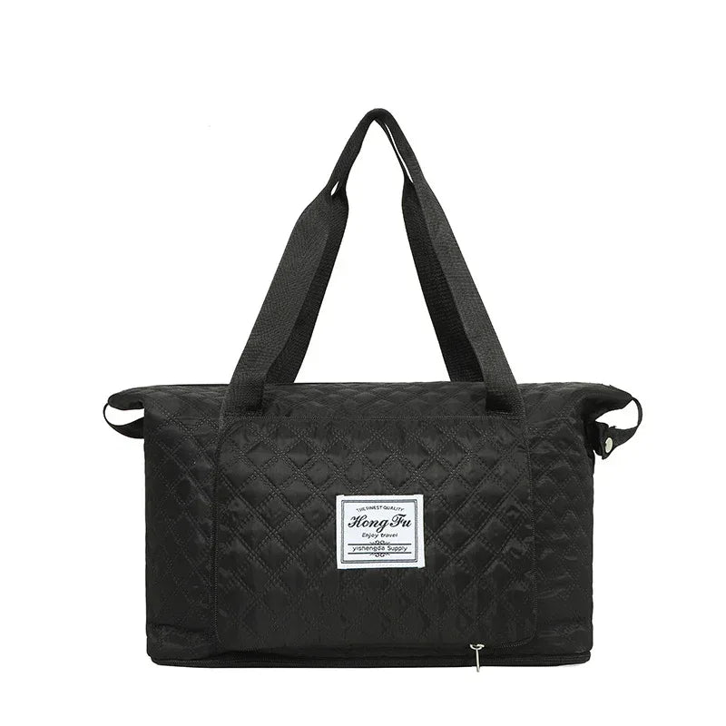 Foldable Travel Duffle Bag With Rhombus Sewing Design Large Capacity Fitness Handbag Portable Versatile Shoulder Bags Expandable Organizer - DanaFashionstore
