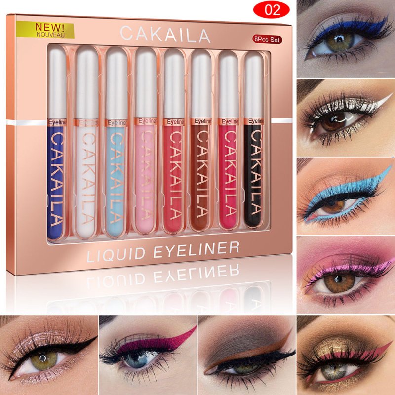 CAKAILA Kakaila 8color Liquid Eyeliner Set $31.66 Dana Fashion style: 01style makeup Specification: Product category: Eyeliner Color classification: 01, 02, 03 Packing list: Eyeliner set * 1 set