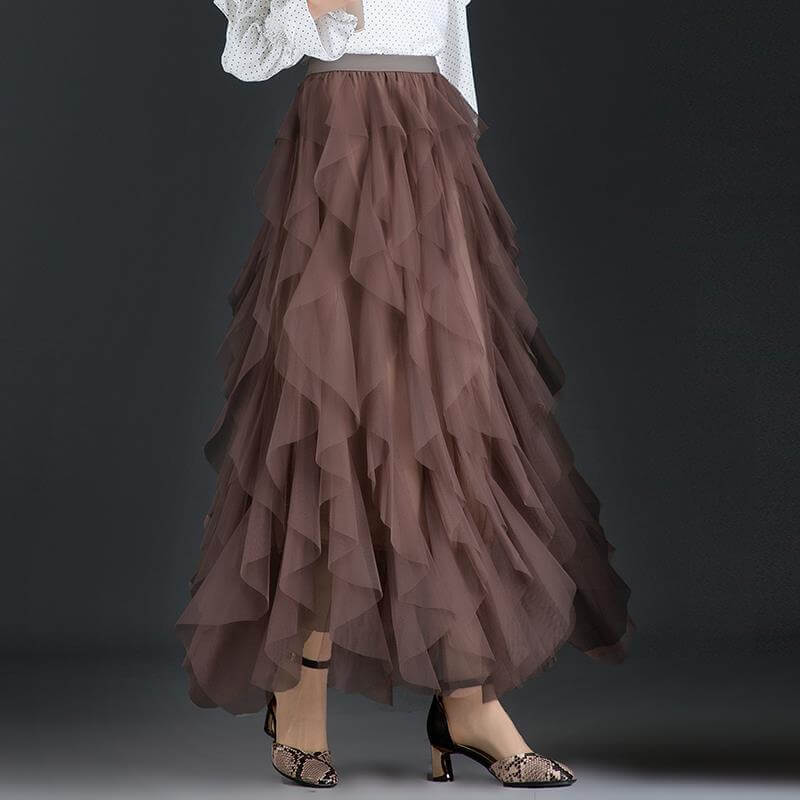 Cake Mesh Pleated Skirt For Women $32.50 Dana Fashion Color: Khaki Size: 2XL Women's clothing Product information: Fabric name: Mesh Color: white, light gray, black, pink, apricot, khaki, Rose Main fabric composition: Polyester (polyester fiber) Size: S r