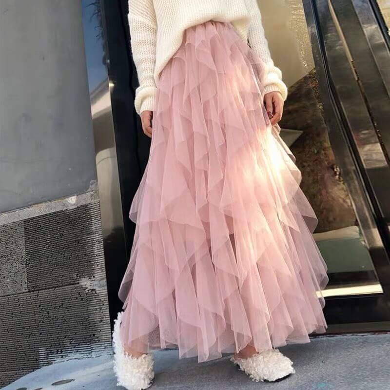 Cake Mesh Pleated Skirt For Women $32.50 Dana Fashion Color: Pink Size: 2XL Women's clothing Product information: Fabric name: Mesh Color: white, light gray, black, pink, apricot, khaki, Rose Main fabric composition: Polyester (polyester fiber) Size: S re