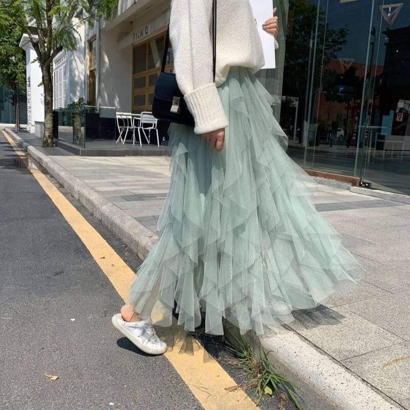 Cake Mesh Pleated Skirt For Women $32.50 Dana Fashion Color: Apricot Size: 2XL Women's clothing Product information: Fabric name: Mesh Color: white, light gray, black, pink, apricot, khaki, Rose Main fabric composition: Polyester (polyester fiber) Size: S