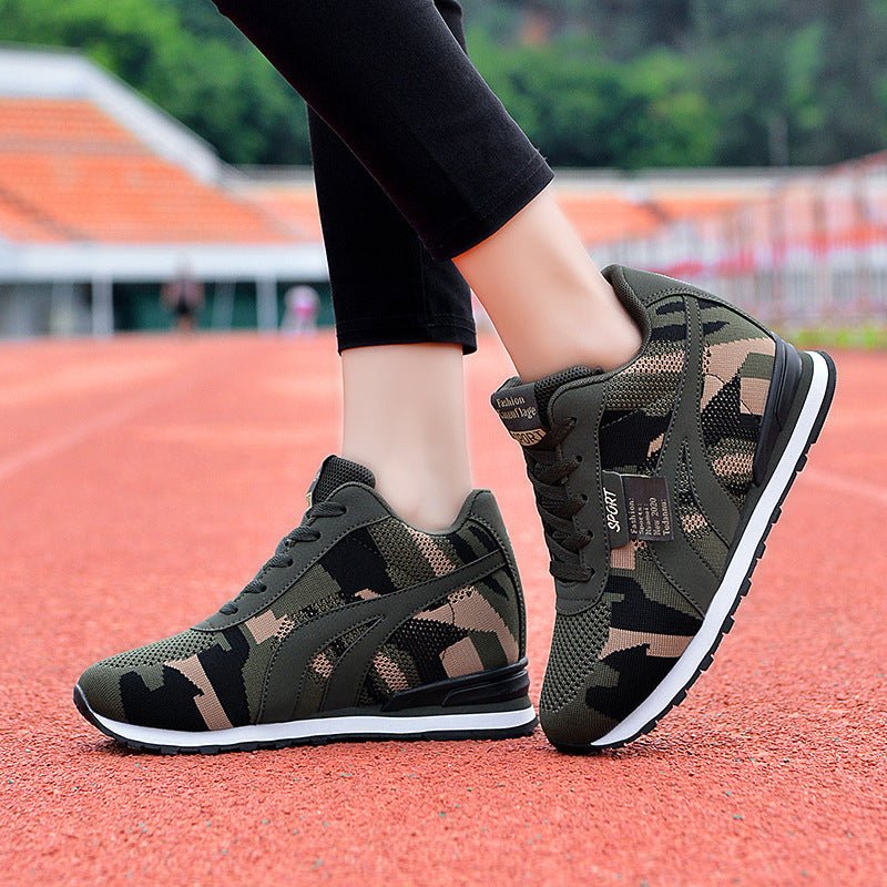 Camouflage Height Increasing Insole Sports Leisure Tourist Shoes $53.10 Dana Fashion Color: Army Green Size: 35 Women's shoes Product information: Pattern: Camouflage Applicable sports: Universal Color: A2029 army green Upper height: Mid-top Heel height: