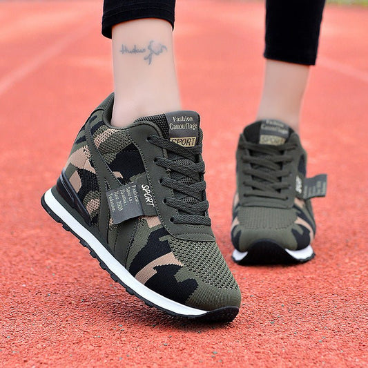 Camouflage Height Increasing Insole Sports Leisure Tourist Shoes $53.10 Dana Fashion Color: Army Green Size: 35 Women's shoes Product information: Pattern: Camouflage Applicable sports: Universal Color: A2029 army green Upper height: Mid-top Heel height: