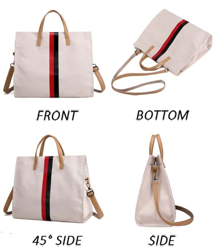 Canvas Ladies Work Bag Women Tote Hand Bag Shoulder Bag for Women Fashion Lady Shopping Canvas Stripe Tote Bags Female Handbags $55.50 Dana Fashion Color: Beige Women's Bags Canvas Ladies Work Bag Women Tote Hand Bag Shoulder Bag for Women Fashion Lady Sh