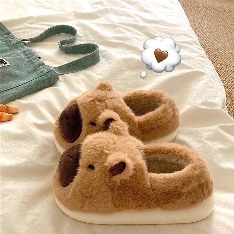 Capabala Cute Plush Platform Heel Covered Outdoor Warm Slippers $35.33 Dana Fashion Color: Brown Size: 36to37 Women's clothing Product information: Lining material: Other Color: brown, beige, brown half slippers, beige half slippers Heel height: 4 Heel sh